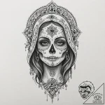 Santa muerte, concept art for tattoo, clear i… – tattoo sketch (№1751681215_0, 05.07.2025 02:06) — tattoovalue.net