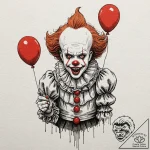A trash polka tattoo of pennywise the dancing… – tattoo sketch (№1751681551_0, 05.07.2025 02:12) — tattoovalue.net