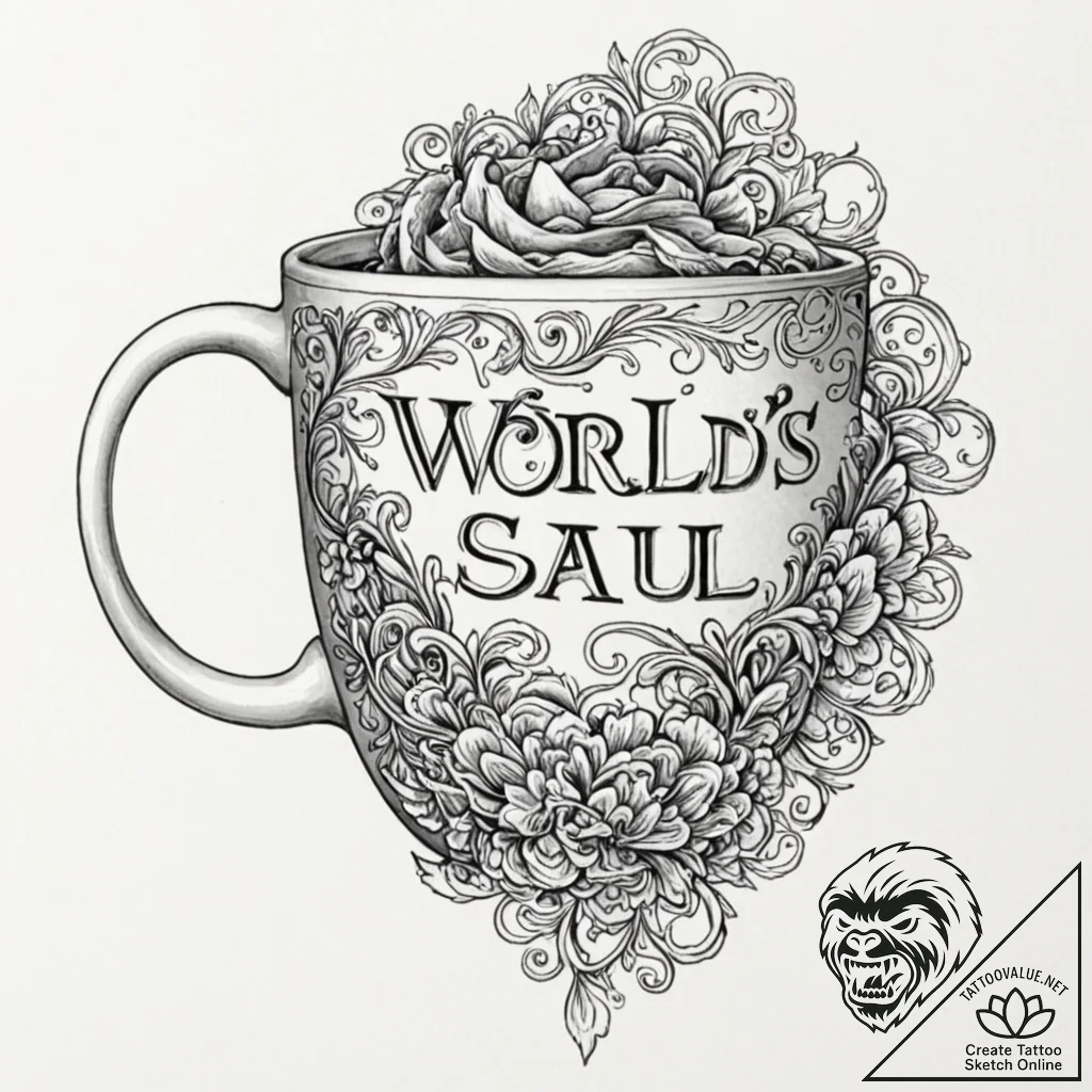A sketch of the "world's 2nd best lawyer" mug... - tattoo sketch (№1751681635_0, 05.07.2025 02:13) — tattoovalue.net