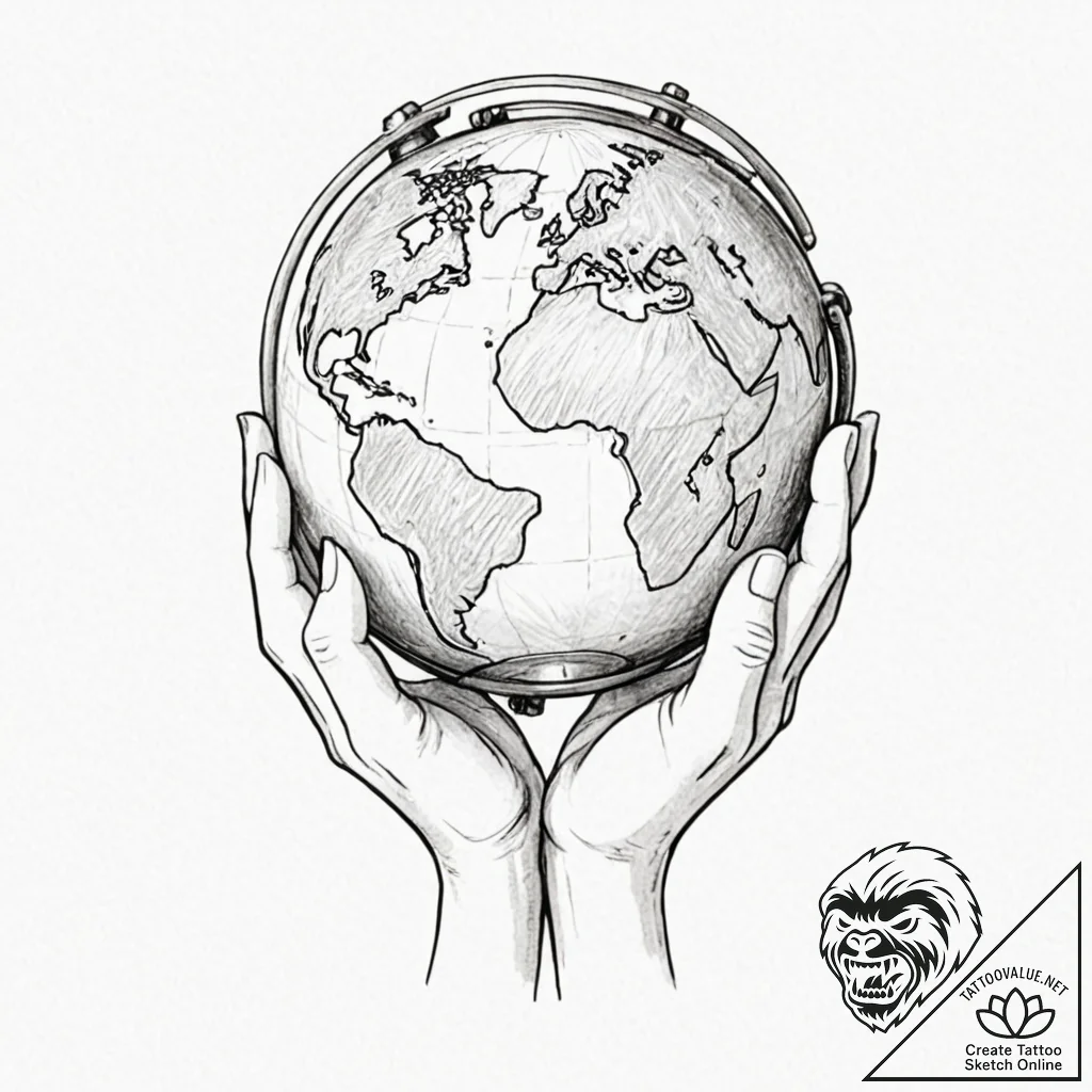 Atlas holding the globe, artistic tattoo sket... - tattoo sketch (№1751681805_0, 05.07.2025 02:16) — tattoovalue.net