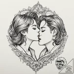 Kiss, tattoo line art, rough sketchy lines, h… – tattoo sketch (№1751681888_0, 05.07.2025 02:18) — tattoovalue.net