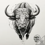 Buffalo, artistic tattoo sketch, on white pap… – tattoo sketch (№1751682140_0, 05.07.2025 02:22) — tattoovalue.net
