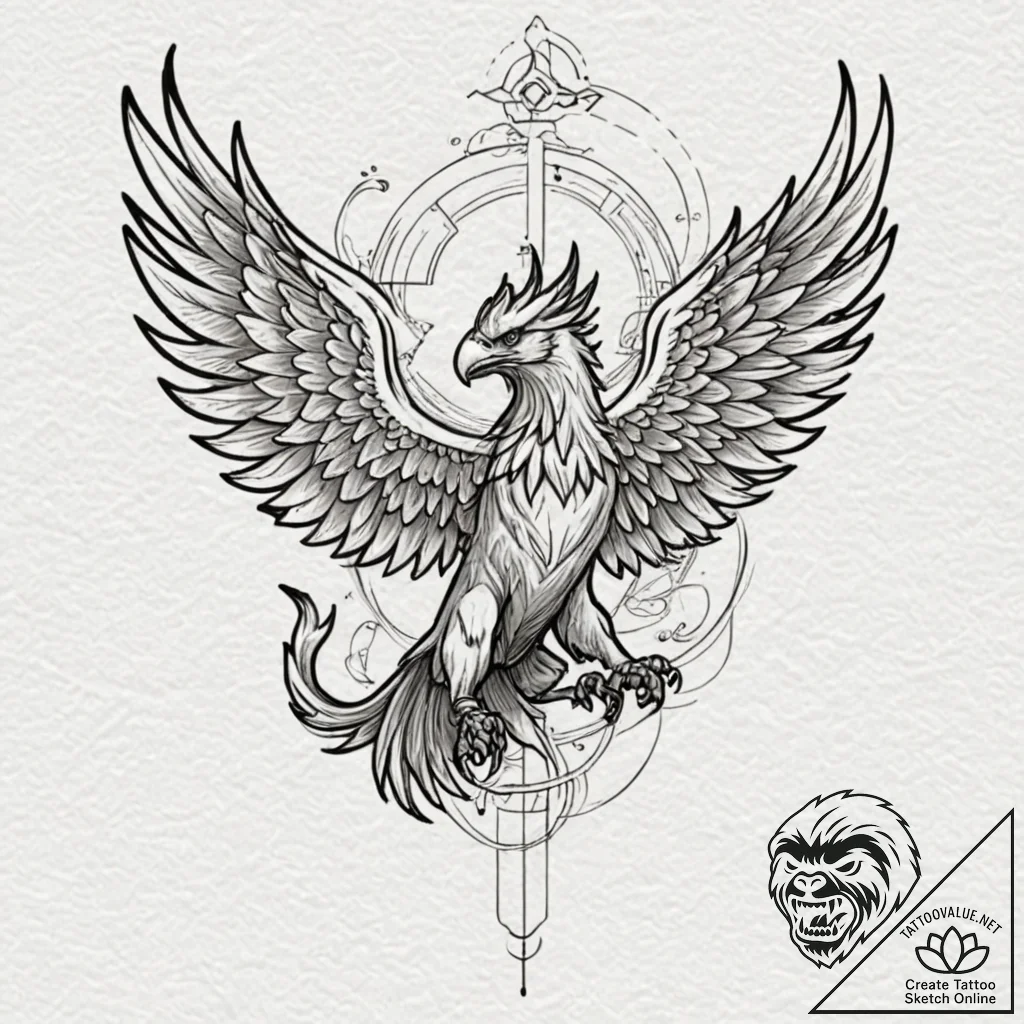 Griffin, tattoo flash sheet design, unique de... - tattoo sketch (№1751682566_0, 05.07.2025 02:29) — tattoovalue.net