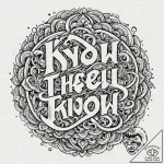 A chicano lettering tattoo of “know thyself”…. – tattoo sketch (№1751682994_0, 05.07.2025 02:36) — tattoovalue.net