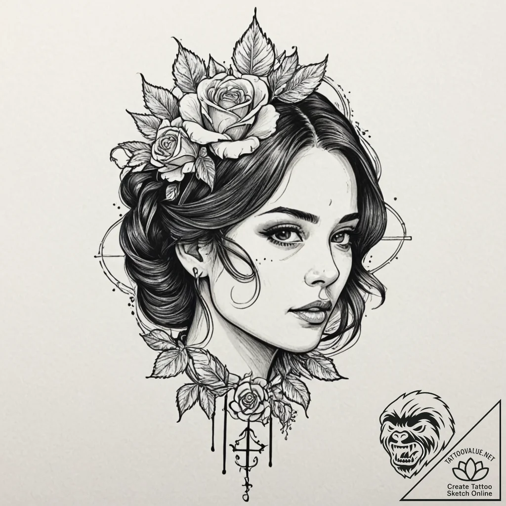 A neo-traditional tattoo of the main characte... - tattoo sketch (№1751683932_0, 05.07.2025 02:52) — tattoovalue.net
