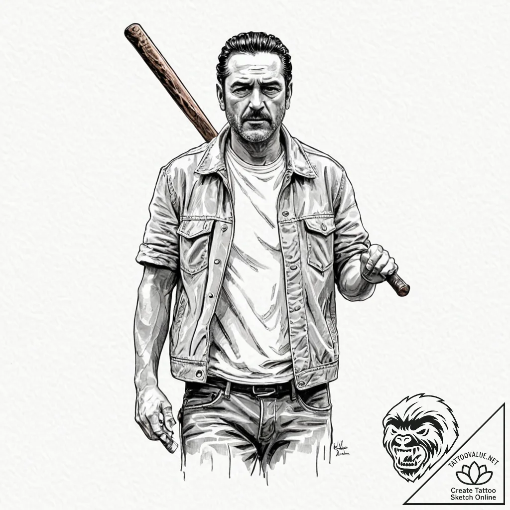 A neo-traditional portrait of negan from the... - tattoo sketch (№1751684529_0, 05.07.2025 03:02) — tattoovalue.net