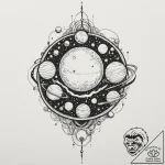 Parade of planets, concept art for tattoo, bl… – tattoo sketch (№1751685135_0, 05.07.2025 03:12) — tattoovalue.net