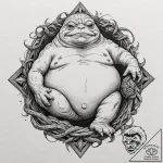 37. sketch of jabba the hutt, detailed and gr… – tattoo sketch (№1751685218_0, 05.07.2025 03:13) — tattoovalue.net