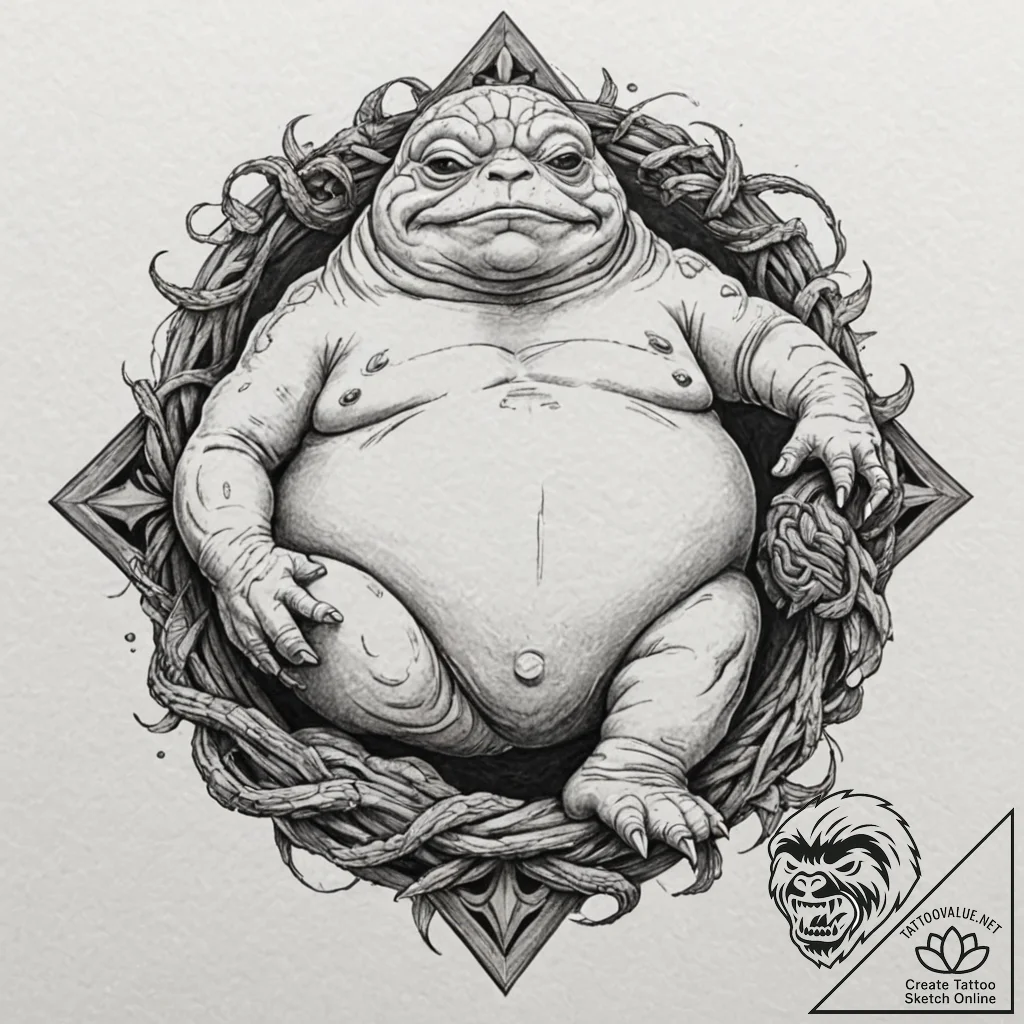 37. sketch of jabba the hutt, detailed and gr... - tattoo sketch (№1751685218_0, 05.07.2025 03:13) — tattoovalue.net