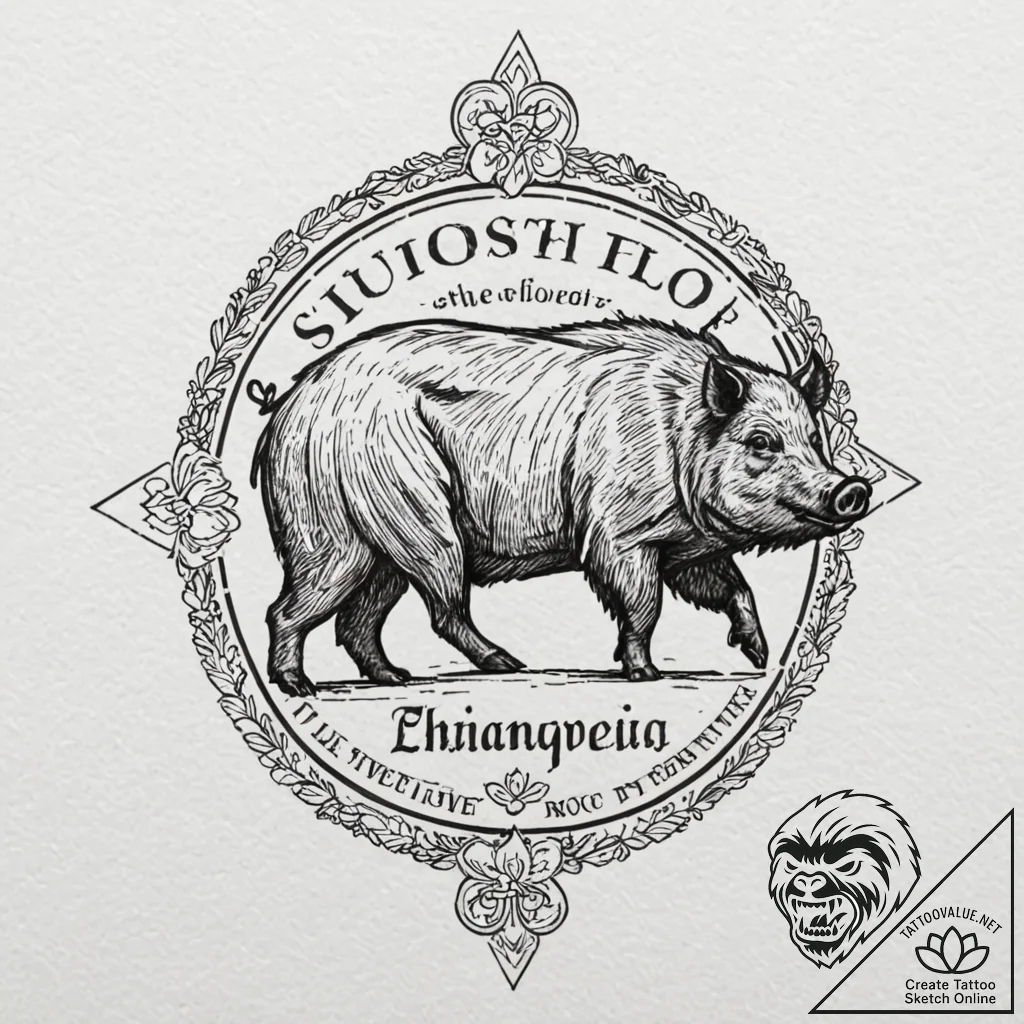 A chicano lettering tattoo of the "boar on th... - tattoo sketch (№1751685479_0, 05.07.2025 03:17) — tattoovalue.net