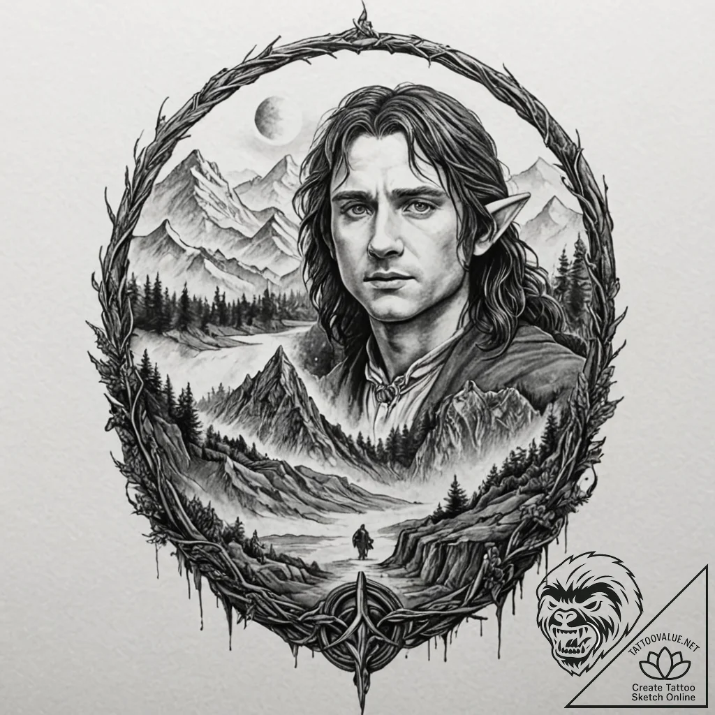 рір»р°сѓс‚рµр»рёрѕ рєрѕр»рµс† (the lord of th... - tattoo sketch (№1751686089_0, 05.07.2025 03:28) — tattoovalue.net