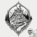 A watercolor sketch of kaer morhen, the witch… – tattoo sketch (№1751686175_0, 05.07.2025 03:29) — tattoovalue.net