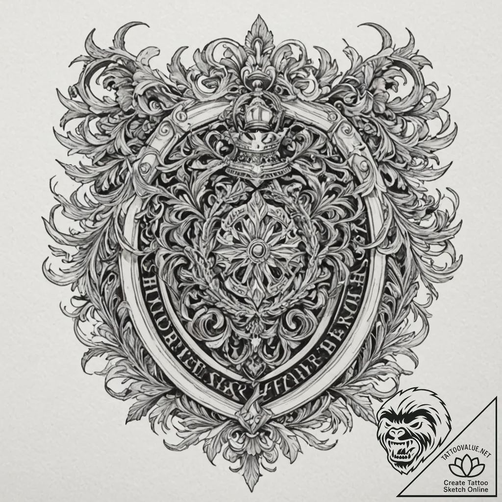 Coat of arms, concept art for tattoo, highly... - tattoo sketch (№1751686258_0, 05.07.2025 03:30) — tattoovalue.net