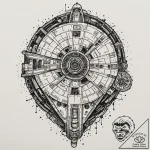 The millennium falcon, ink illustration for t… – tattoo sketch (№1751687021_0, 05.07.2025 03:43) — tattoovalue.net