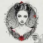 A trash polka composition of a beautiful ball… – tattoo sketch (№1751687105_0, 05.07.2025 03:45) — tattoovalue.net