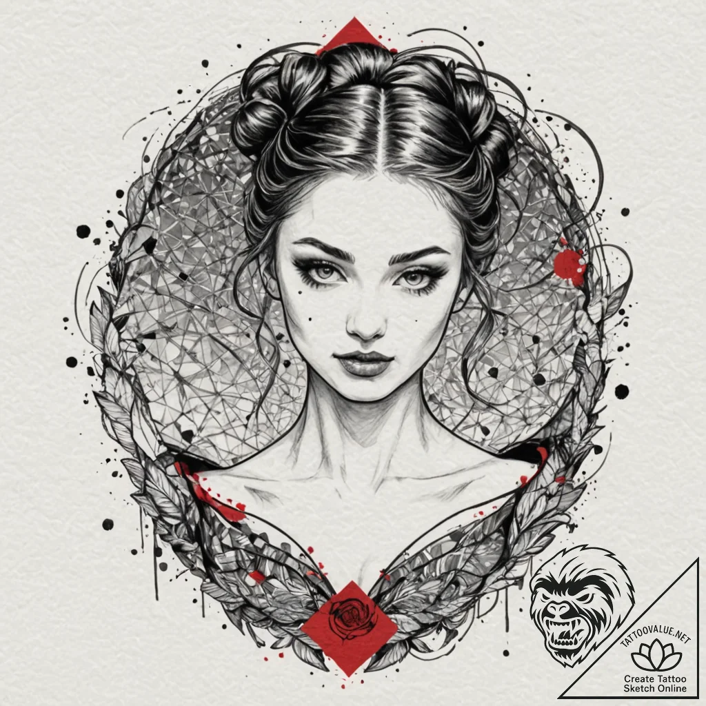 A trash polka composition of a beautiful ball... - tattoo sketch (№1751687105_0, 05.07.2025 03:45) — tattoovalue.net