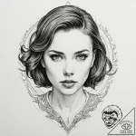 A graphic novel style portrait of the alien f… – tattoo sketch (№1751687360_0, 05.07.2025 03:49) — tattoovalue.net