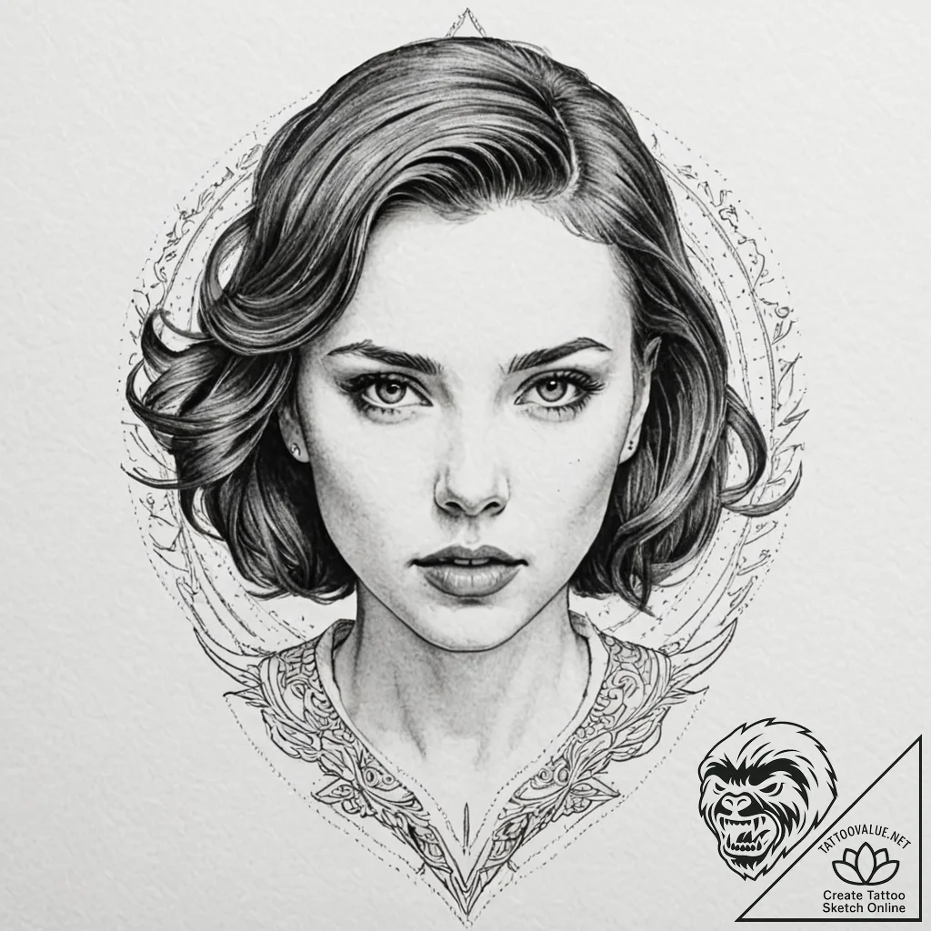 A graphic novel style portrait of the alien f... - tattoo sketch (№1751687360_0, 05.07.2025 03:49) — tattoovalue.net