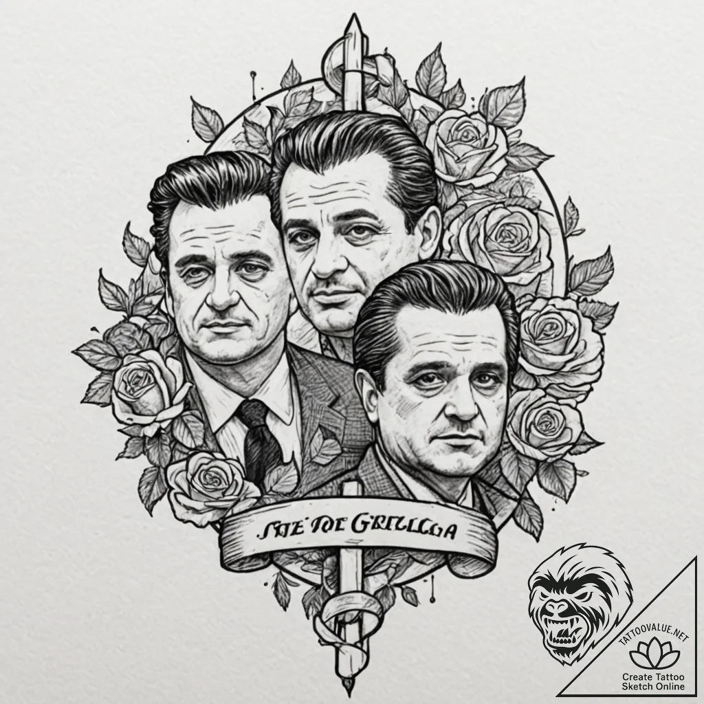 A sketch of the "funny how?" scene with joe p... - tattoo sketch (№1751687533_0, 05.07.2025 03:52) — tattoovalue.net