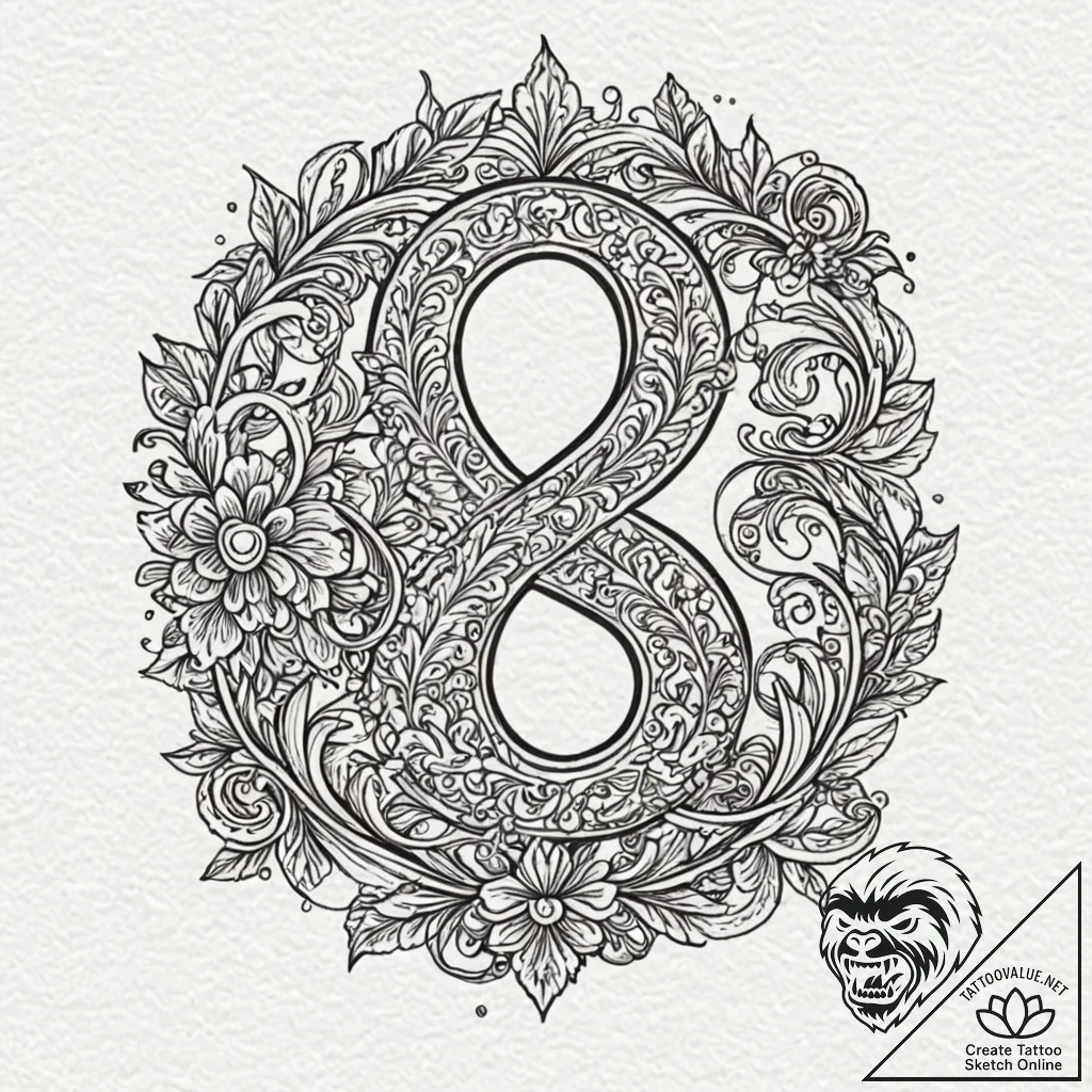 An ampersand symbol, tattoo drawing outline,... - tattoo sketch (№1751687997_0, 05.07.2025 03:59) — tattoovalue.net