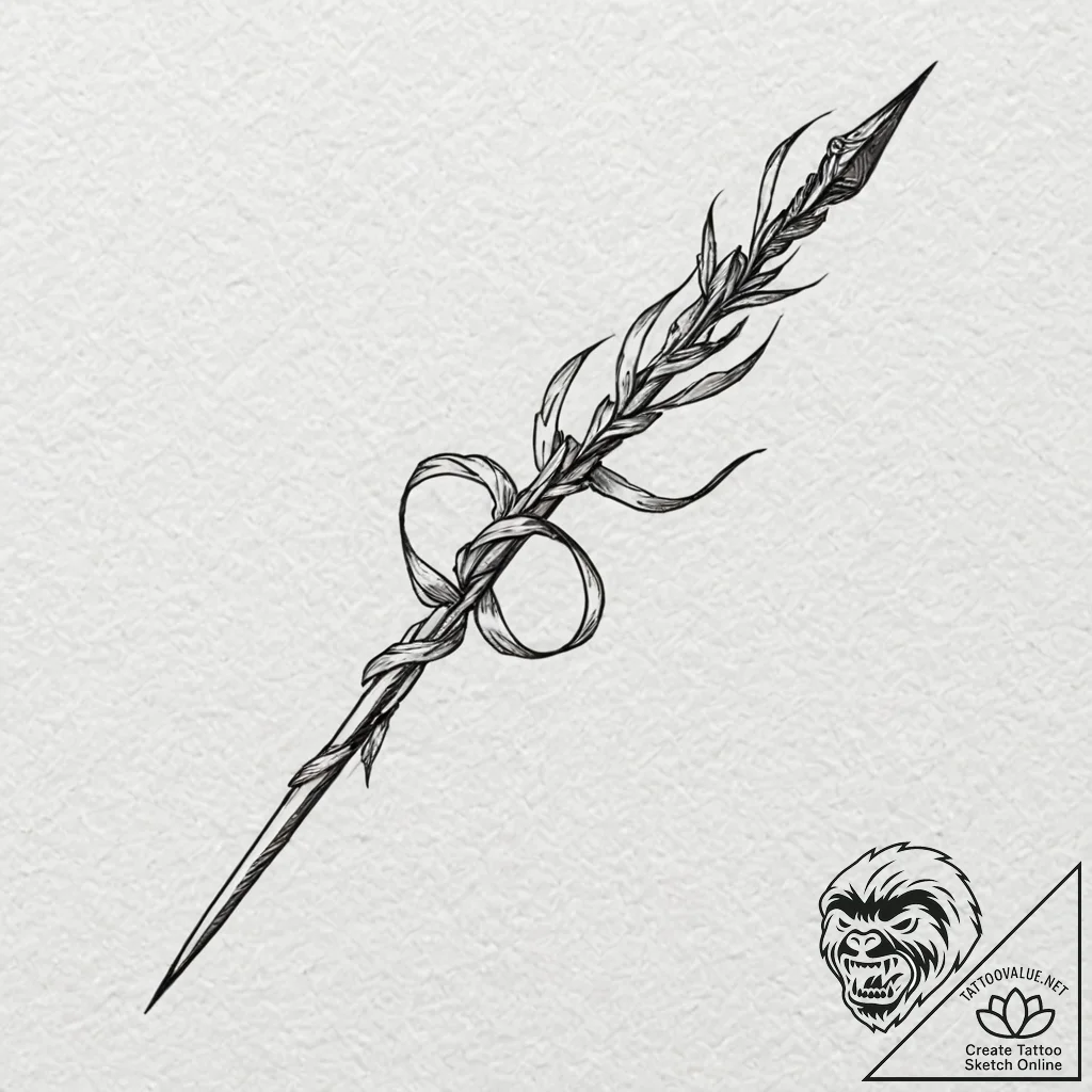 Spear, artistic tattoo sketch, stylized inter... - tattoo sketch (№1751688150_0, 05.07.2025 04:02) — tattoovalue.net