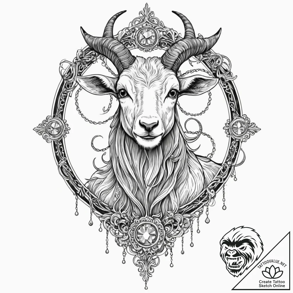 A trash polka tattoo of black phillip the goa... - tattoo sketch (№1751688475_0, 05.07.2025 04:07) — tattoovalue.net