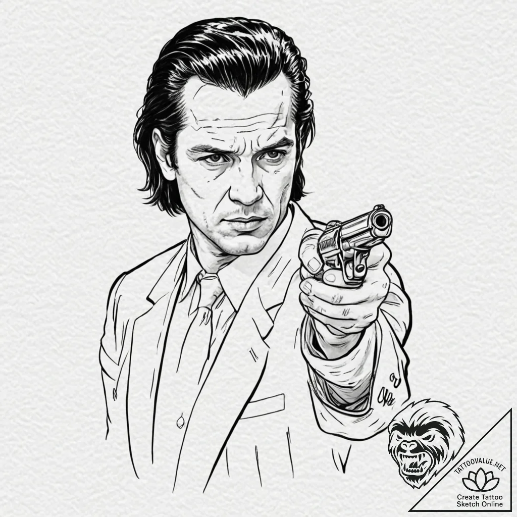 A sketch of vincent vega's "i shot marvin in... - tattoo sketch (№1751689166_0, 05.07.2025 04:19) — tattoovalue.net