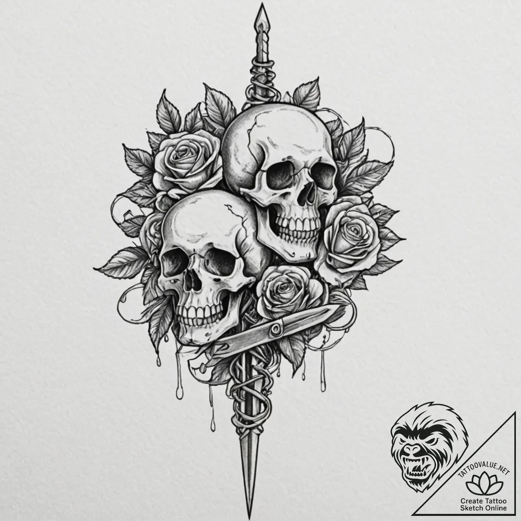 A pair of scissors cutting a string of fate,... - tattoo sketch (№1751689336_0, 05.07.2025 04:22) — tattoovalue.net