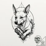 A watercolor tattoo of pochita, the chainsaw… – tattoo sketch (№1751689850_0, 05.07.2025 04:30) — tattoovalue.net