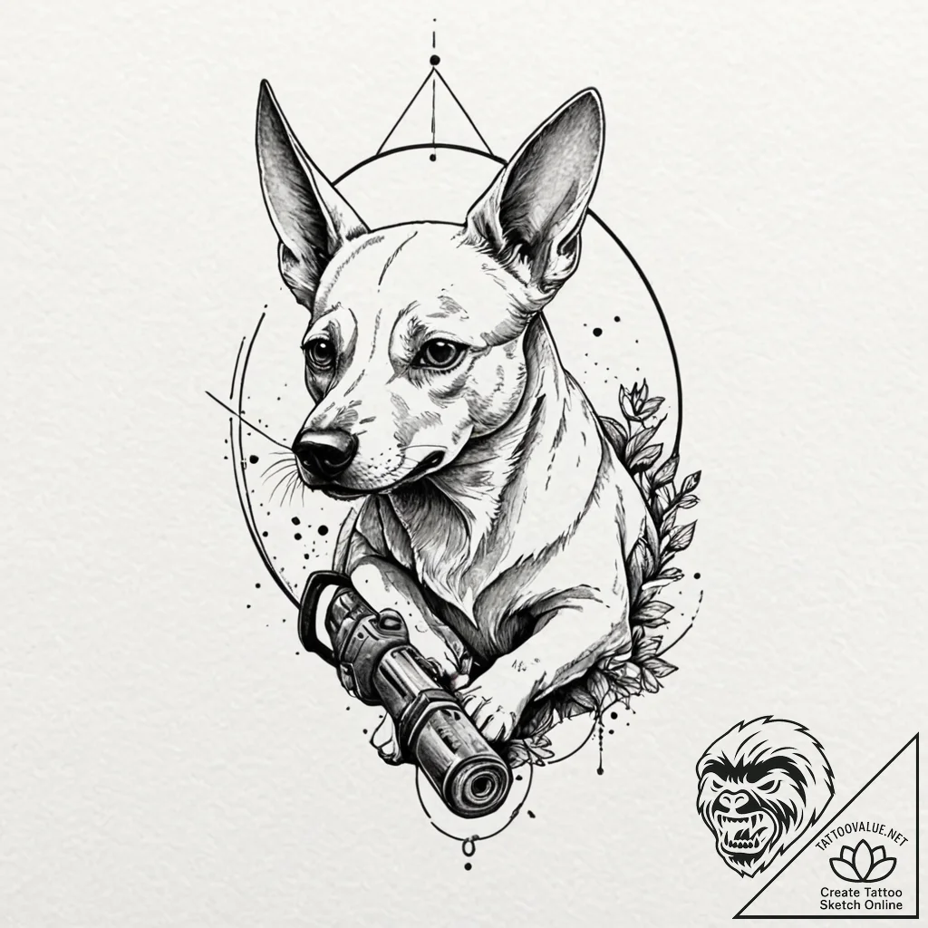 A watercolor tattoo of pochita, the chainsaw... - tattoo sketch (№1751689850_0, 05.07.2025 04:30) — tattoovalue.net