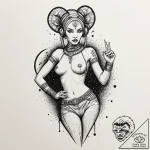 Chicano style art of a beautiful twi’lek danc… – tattoo sketch (№1751689936_0, 05.07.2025 04:32) — tattoovalue.net