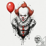 A trash polka tattoo of pennywise the dancing… – tattoo sketch (№1751690278_0, 05.07.2025 04:37) — tattoovalue.net