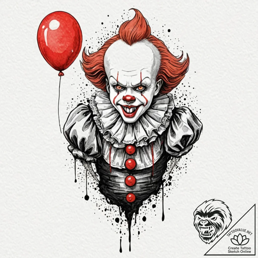 A trash polka tattoo of pennywise the dancing... - tattoo sketch (№1751690278_0, 05.07.2025 04:37) — tattoovalue.net