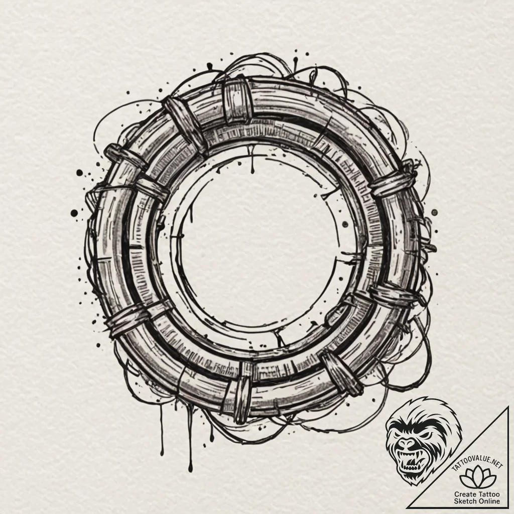 Ring, artistic tattoo sketch, stylized interp... - tattoo sketch (№1751690704_0, 05.07.2025 04:45) — tattoovalue.net