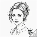 A graphic novel portrait of shosanna dreyfus,… – tattoo sketch (№1751691135_0, 05.07.2025 04:52) — tattoovalue.net