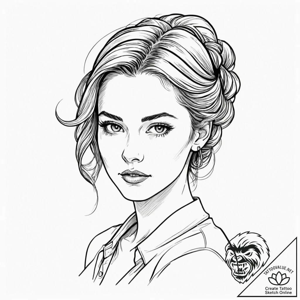 A graphic novel portrait of shosanna dreyfus,... - tattoo sketch (№1751691135_0, 05.07.2025 04:52) — tattoovalue.net