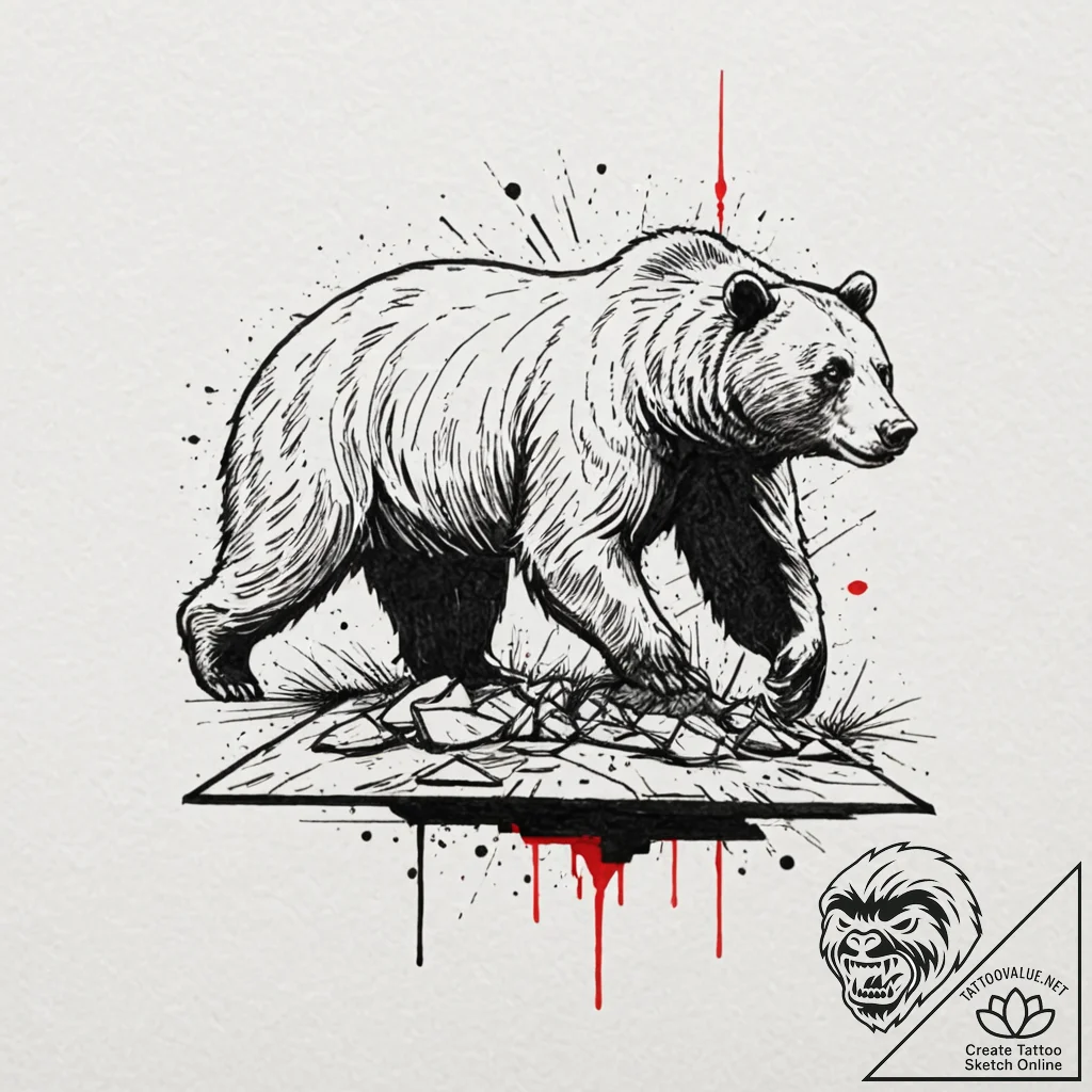 Bear, ink illustration for tattoo, rough sket... - tattoo sketch (№1751691392_0, 05.07.2025 04:56) — tattoovalue.net