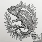 Chameleon, tattoo drawing outline, black and… – tattoo sketch (№1751691915_0, 05.07.2025 05:05) — tattoovalue.net