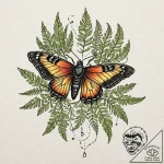A linework tattoo of ellie’s moth and fern ta… – tattoo sketch (№1751692379_0, 05.07.2025 05:12) — tattoovalue.net