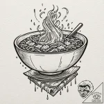 A neon ramen shop sign in the rain, tattoo li… – tattoo sketch (№1751692465_0, 05.07.2025 05:14) — tattoovalue.net