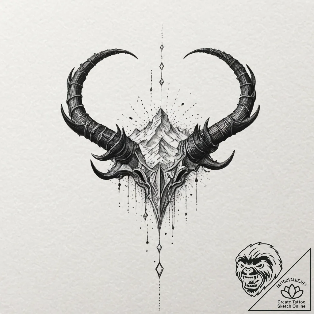 A linework tattoo of the horn of gondor, brok... - tattoo sketch (№1751692551_0, 05.07.2025 05:15) — tattoovalue.net