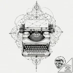 A typewriter typing out a constellation map,… – tattoo sketch (№1751692636_0, 05.07.2025 05:17) — tattoovalue.net