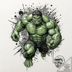 A trash polka sketch of the hulk, mid-smash,… – tattoo sketch (№1751693328_0, 05.07.2025 05:28) — tattoovalue.net
