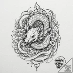 A linework tattoo of the phrase “welcome! eve… – tattoo sketch (№1751693589_0, 05.07.2025 05:33) — tattoovalue.net