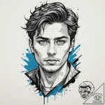 Trash polka portrait of paul atreides, his ey… – tattoo sketch (№1751693908_0, 05.07.2025 05:38) — tattoovalue.net