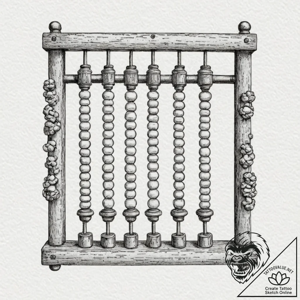 Abacus, tattoo line art, minimalist approach,... - tattoo sketch (№1751694726_0, 05.07.2025 05:52) — tattoovalue.net