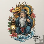 Dwarf miner with a lantern, tattoo sketch des… – tattoo sketch (№1751695399_0, 05.07.2025 06:03) — tattoovalue.net