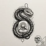 A telephone with its cord turning into a snak… – tattoo sketch (№1751695925_0, 05.07.2025 06:12) — tattoovalue.net