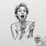 A linework tattoo of the iconic shower scene… – tattoo sketch (№1751696013_0, 05.07.2025 06:13) — tattoovalue.net