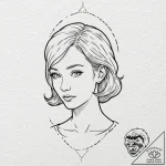 A sketch of daria, with her classic deadpan e… – tattoo sketch (№1751696193_0, 05.07.2025 06:16) — tattoovalue.net